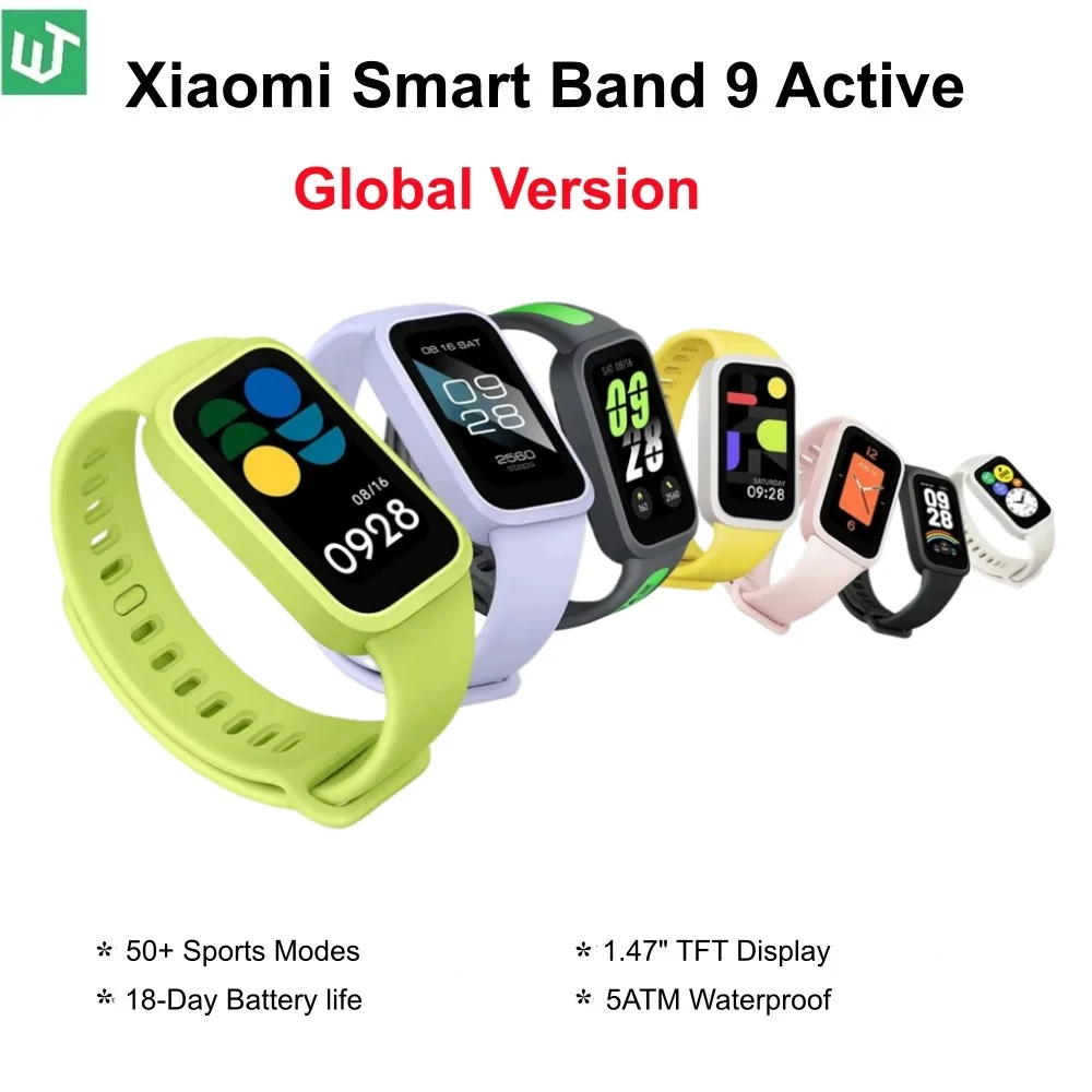 

Смарт-браслет Xiaomi Smart Band 9 Active, глобальная версия, 1.47'' TFT-дисплей, водонепроницаемость 5ATM, спортивный браслет, 18 дней автономной работы, Mi Fitness