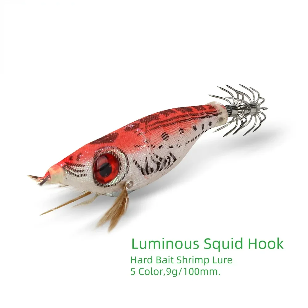 DNDYUJU 5 Stück 9g/10cm Angelköder-Set Künstliche Garnelen, Oktopus, Tintenfisch, Hartköder, Bleigewicht, Tintenfisch-Jighaken – Detail 3