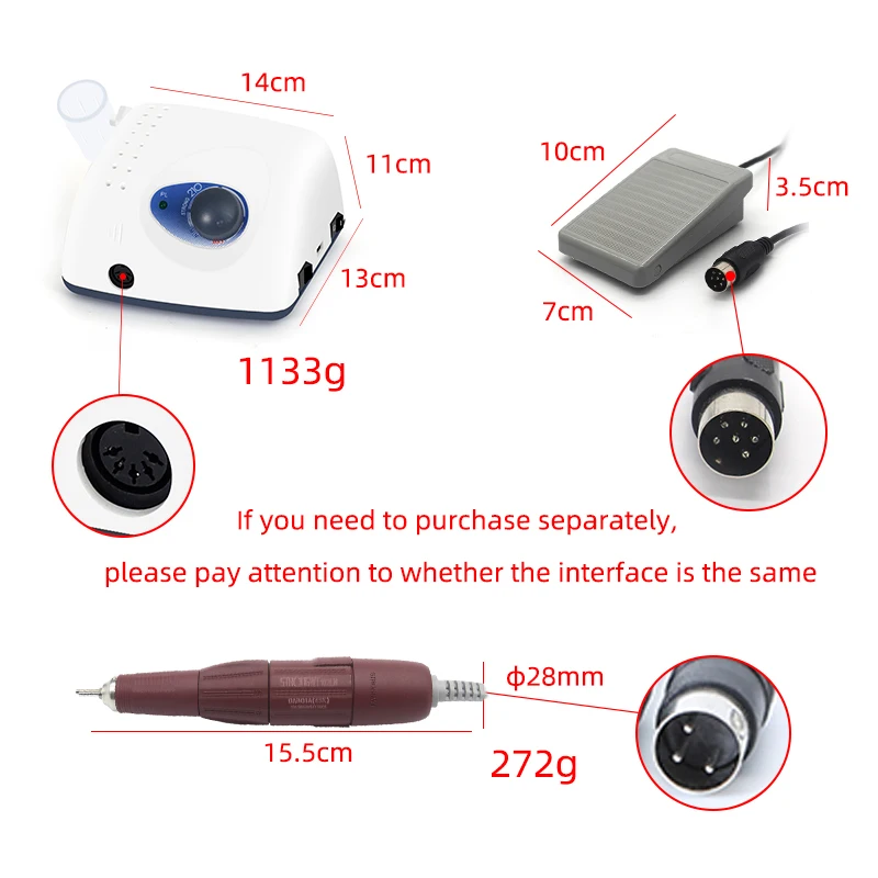 Trapano elettrico per lima per unghie da 45000 giri/min Kit per unghie domestico Kit professionale per riparazione piedi Manipolo 210 + 102LN