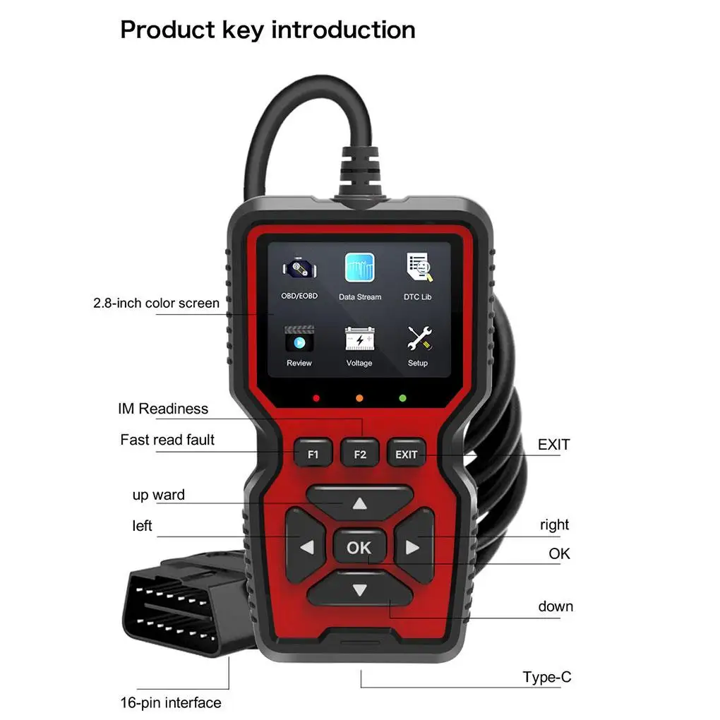 OBD2 Scanner Live Data Professional Mechanic OBDII Diagnostic Code Reader Tool for Check Engine Light Multi-language Scanner