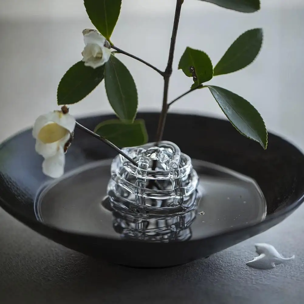 Flower Basket Transparent Glass Ball Vase Zen-Inspired Design Minimalist Handmade Art Vase Unique Flower Vase Home Decor ﻿