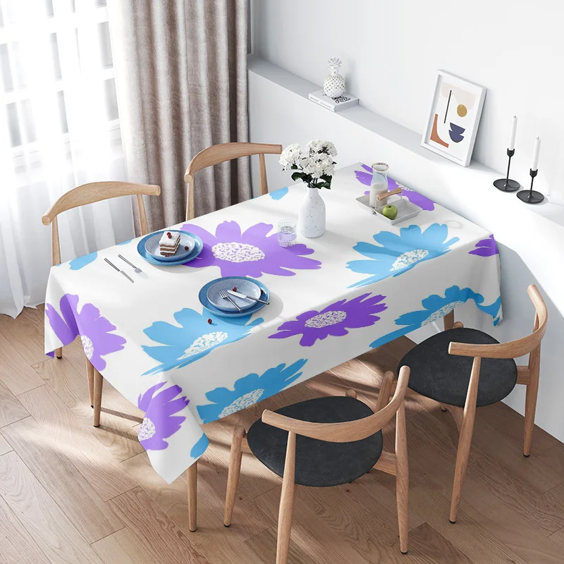 Modern Floral Tablecloth Bright Vibrant Table Cover for Home Decor Waterproof Spill-Resistant Rectangular Dining Sheets