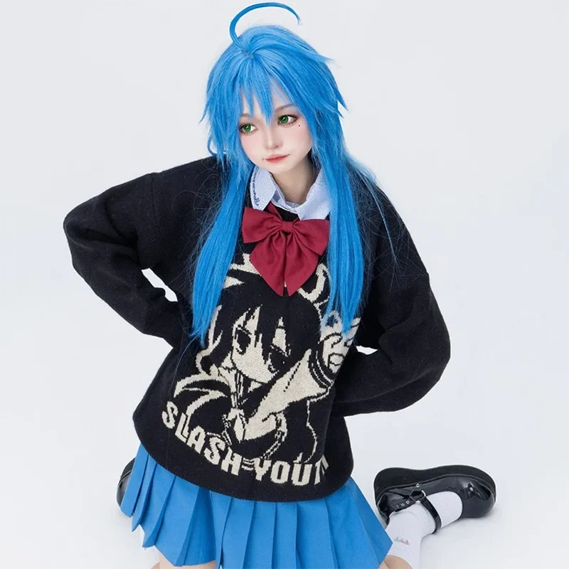 

Пуловер с вышивкой в стиле аниме «Счастливая звезда», милый винтажный свитер в стиле Харадзюку y2k для девочек, вязаный свитер в стиле каваи, свободные теплые топы