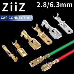 50 200 pz 2.8/6.3mm terminale a crimpare automobilistico maschio connettore a forcella perni in ottone ZiiZ terminali a filo di giunzione automatica DJ611-6.3A