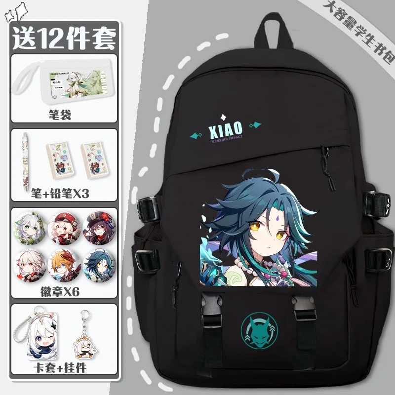 

Anime Game Cos Beelzebul Morax Kamisato Ayato Xiangling Etc. Unisex High-capacity Zipper Printed Backpack