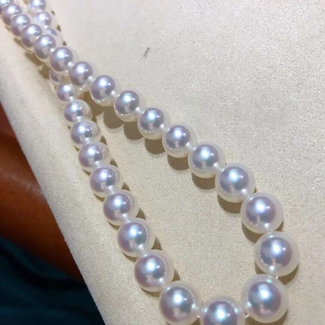 classic AAAAA++ 9-10mm South Sea round white pearl necklaces, 18 inches 《High end gifts》