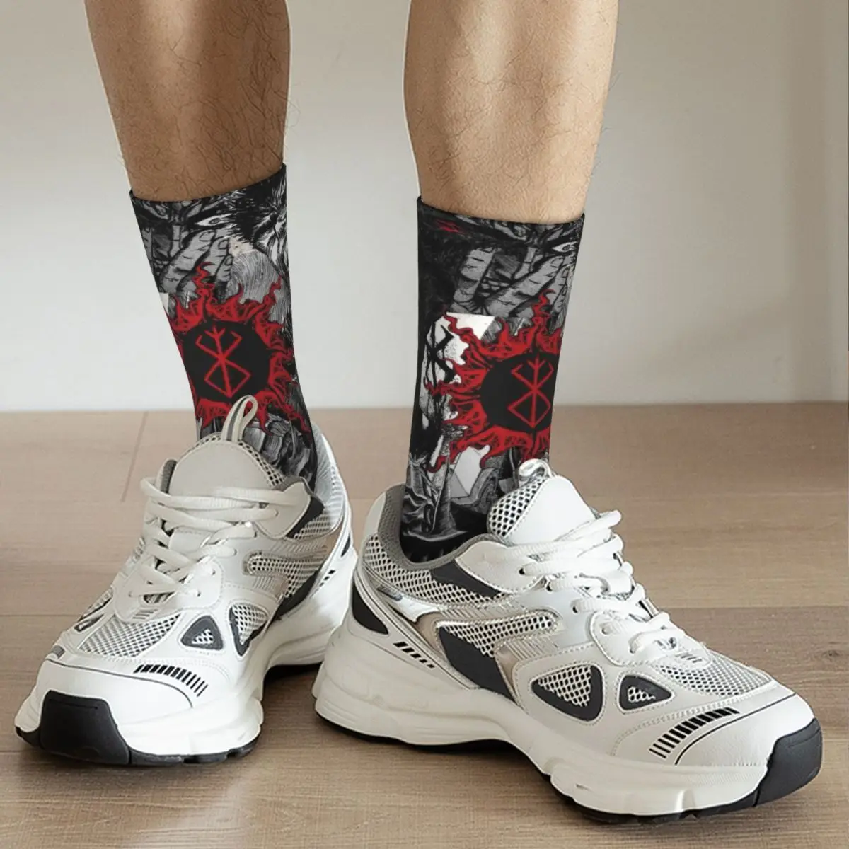 Soft japonês Anime Graphic Crew Socks, Berserk Merchandise, Graphic Crew Socks, presentes maravilhosos para mulheres