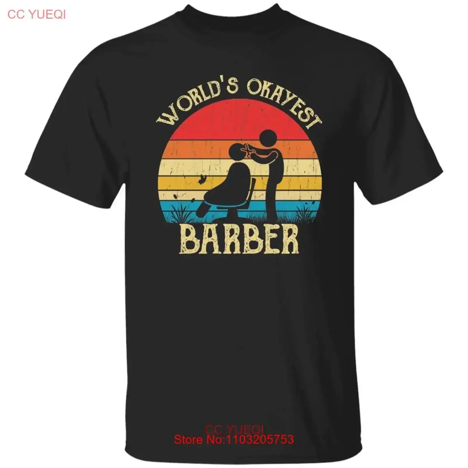 

Barber T Shirt World's Okayest retro tee Black Dark Heather vintage Washed Unisex streetwear graphic Versatile Stretched