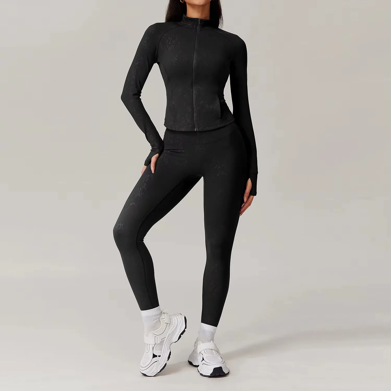 Fitness Set 2Pcs Sports Set Women Workout Suit Quick-Drying Yoga Clothes Gym Jackets Sportswear Female Running Jackets Set Women