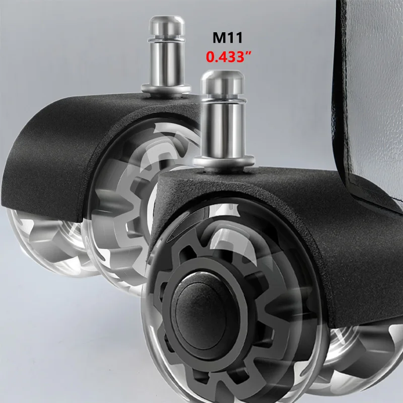 

(5 упаковок) 2-дюймовый ролик для офисного стула, вращающийся резиновый мягкий безопасный ролик из искусственной кожи, прозрачная мебельная вставка, стержень M11, ролик