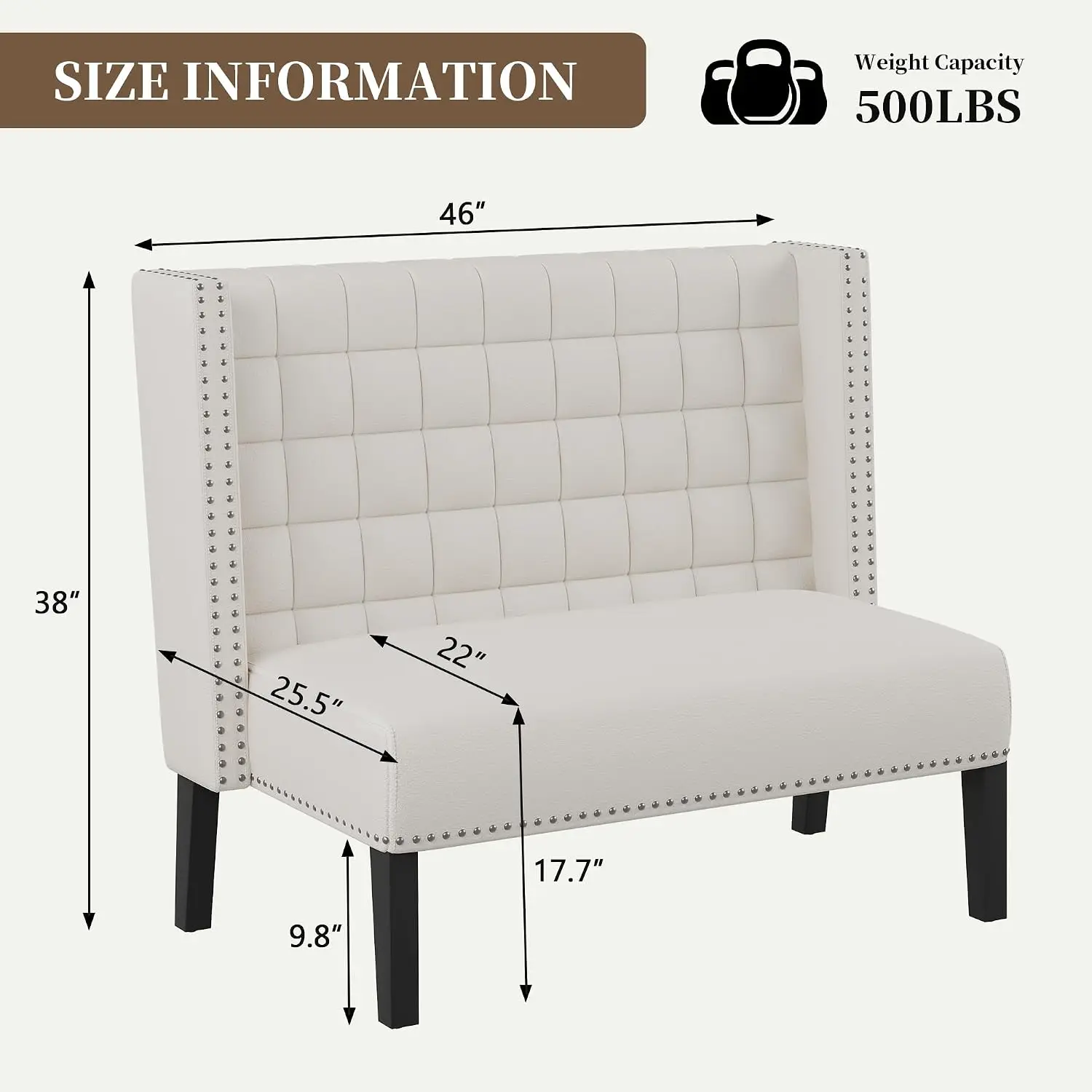 Faux Leather Loveseat with Tufted Back for Bedroom Entryway Small Space 52