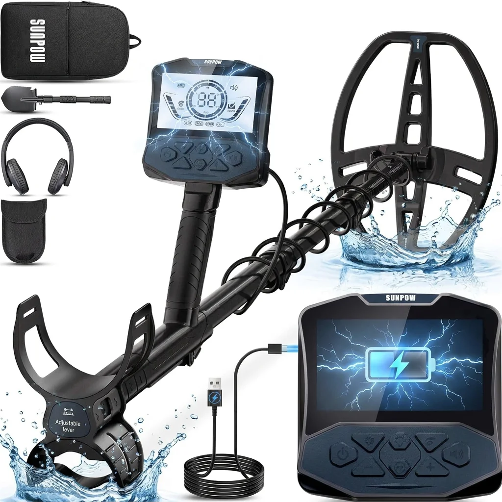 SUNPOW Professional Underground Metal Detector for Adults, Rechargeable, 11