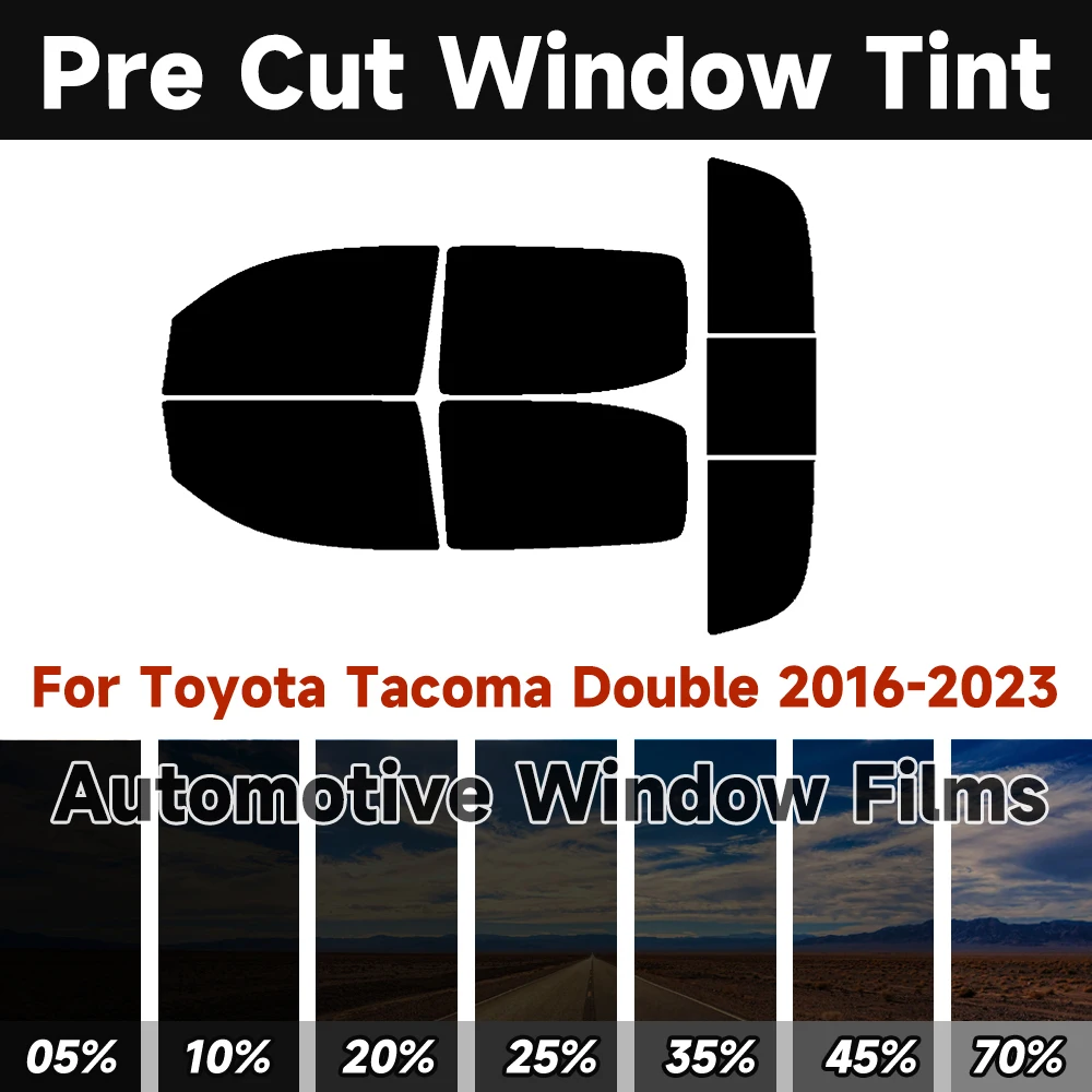 Precut Window Tint Car for Toyota Tacoma Double 2016-2023 Sun Uv Blocking Heat Rejection 2Ply Window Protector Privacy Films