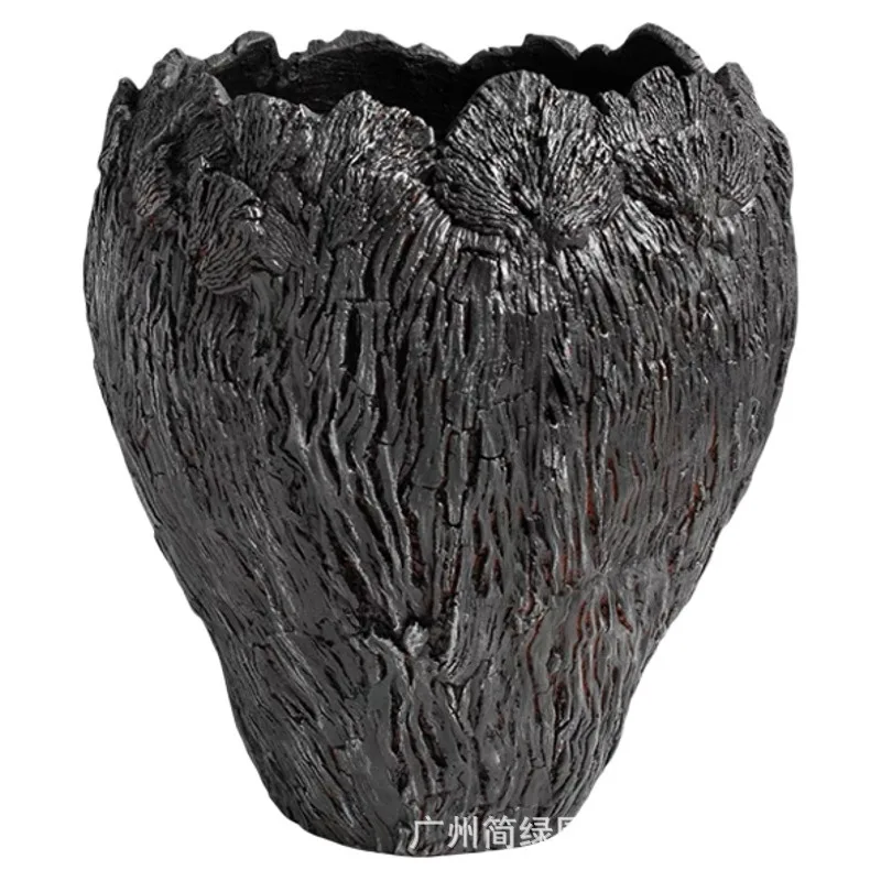 

Floor-to-ceiling large-diameter flower pot, green plant high-footed flower pot, living room indoor and outdoor medieval decorati