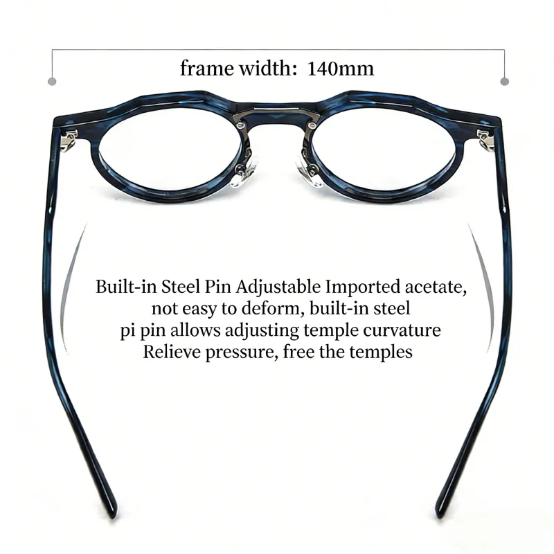 Premium Acetat Brille Rahmen Runde Niet Luxus Marke Designer Männer Brillen Retro Optische Gläser Frauen Brillen Brillen – Detail 3