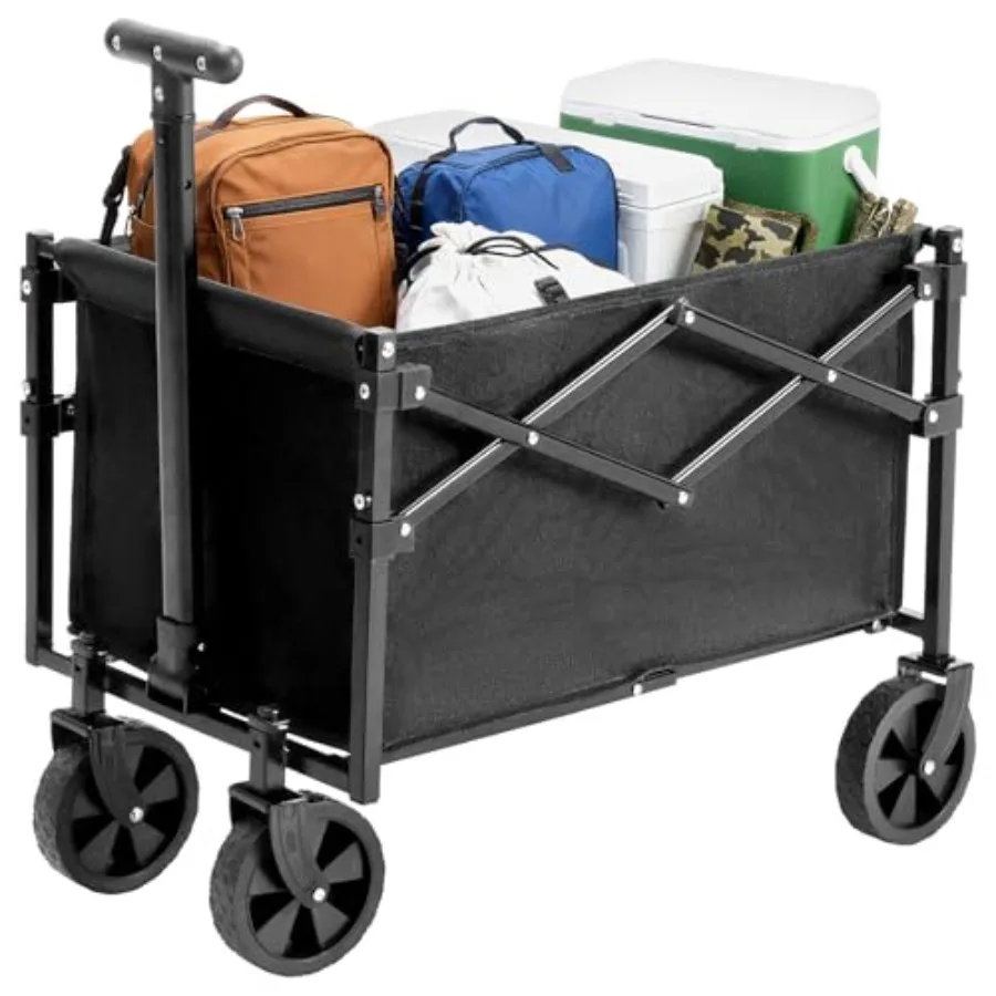 

Складная тележка для покупок с колесами для сада, кемпинга, спорта, легкая, черная, складная, грузоподъемность 176 фунтов, гибкая, для города