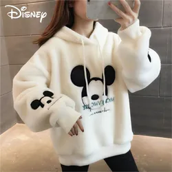 Disney-Sweats à capuche Minnie Mouse pour femmes, pull, vêtements en velours, dessins animés en Y, mignon, automne, hiver