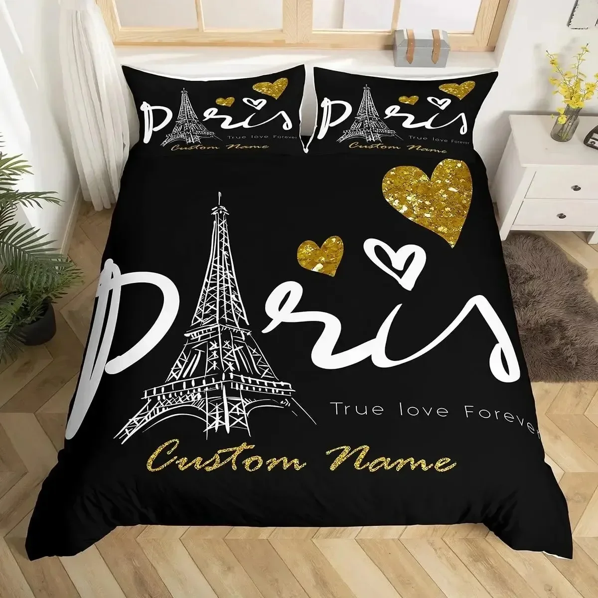 

Paris Bedding Set France Eiffel Tower Landscape Duvet Cover Queen Modern Art Microfiber Comforter Cover Cityscape Quilt Cover029