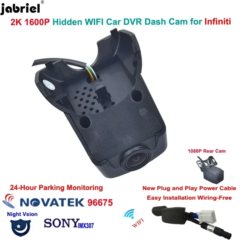 

Plug and Play 2K 1600P Wi-Fi Автомобильный видеорегистратор для Infiniti qx 50 70 qx50 qx70 2018 2019 2020 Видеорегистратор Передняя и задняя камера