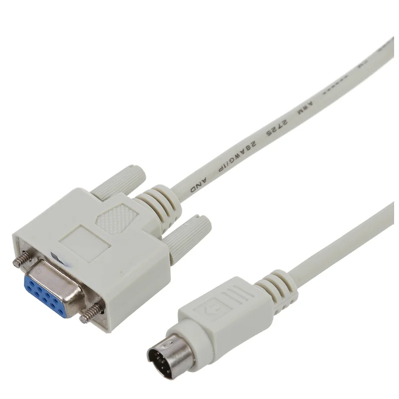 4X DB9P To 8P Mini Din RS232 Download Cable White 8.2 Ft For PLC DVP-EH