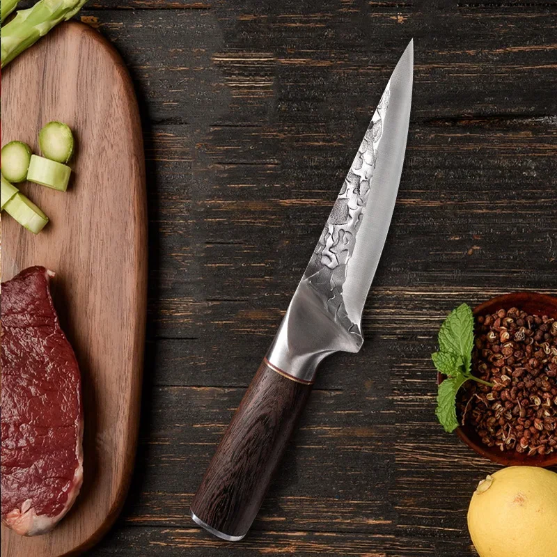 Ausbeinmesser, Küchenmesser, Handschmiede, Klinge, Holzgriff, Ausbeinen, Metzgermesser, Schneiden von Fisch, Obst, Steak, Hackmesser, Fleisch, Kochmesser
