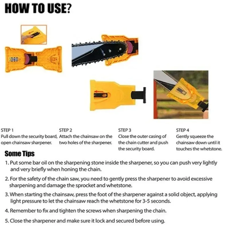 Chainsaw Teeth Sharpener Portable Sharpen Chain Saw Bar-Mount Fast Grinding Sharpening Chainsaw Chain Woodworking Tools