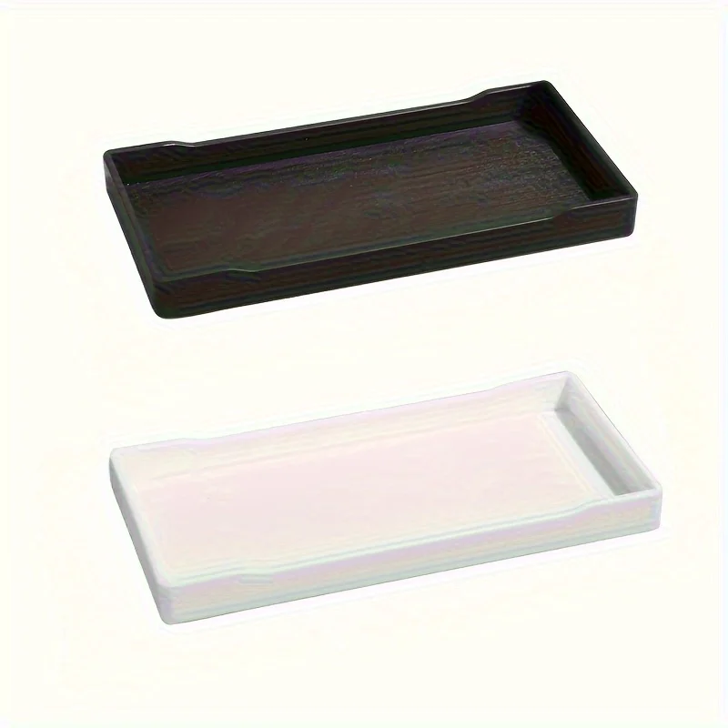 Bandeja de almacenamiento de artículos de tocador creativa, bandeja de plástico de grano de madera, utilizada para colocar artículos de tocador, tazas de té y teteras, bandeja para servir Ramadán