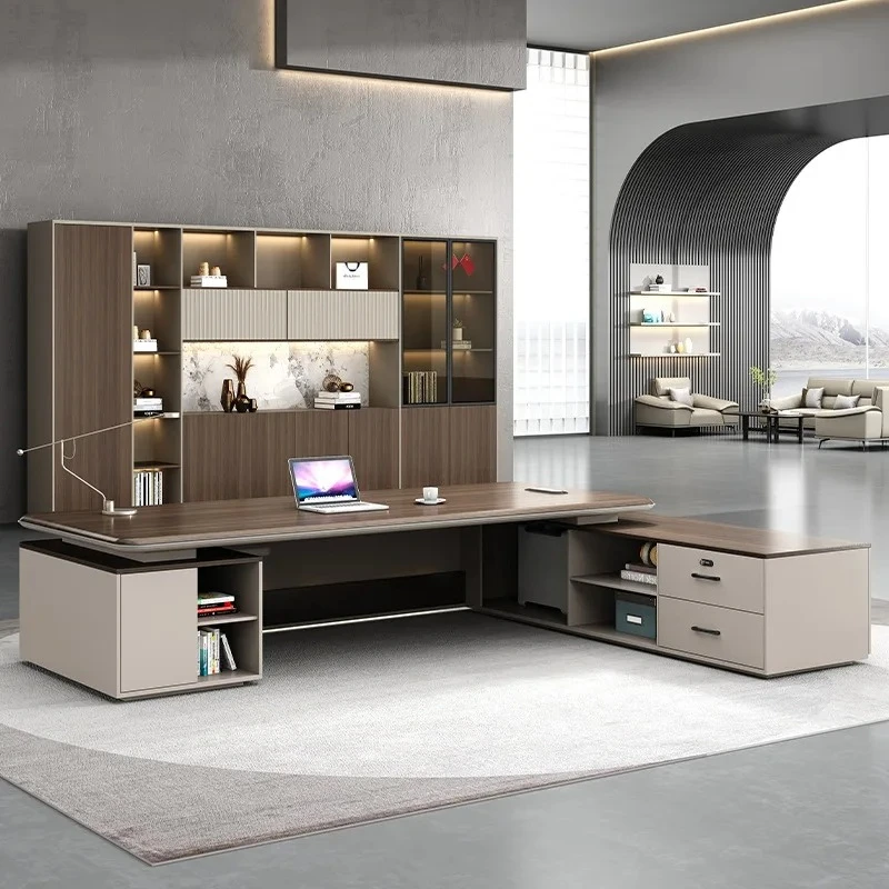 Boss desk, big president manager desk, light luxury and high-end sense