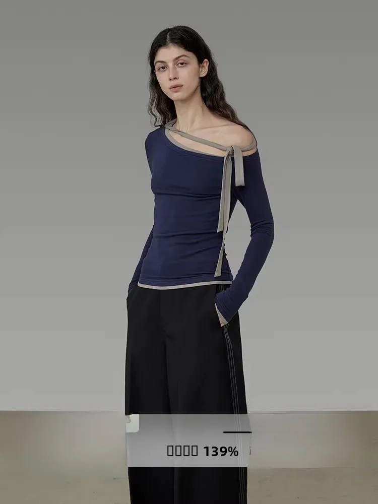 

UNSPOKEN Color Blo Knitted Long Sve Slim Fit Base irt Women's Spring New Sle Commute Simple Sle Knitted Top