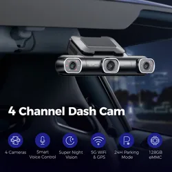 2K+3*1080P Dash Cam 4CH Car DVR GPS 5G Wifi Built-in 128GB eMMC Voice Control 24H Parking Monitor Super Night Vision Recorder