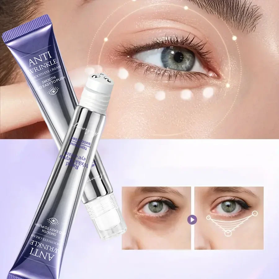 Anti Wrinkle Anti Dark Circle Eye Cream Roller Massager Moisturizing Eye Bags Anti Aging Hyaluronic Acid Eye Skin Care Products