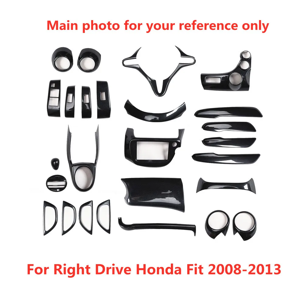 Carbon Fiber Printed for Right Drive Honda Fit GE8 2008-2013 Interior Styling Center Console Gear Panel Window Control Cover