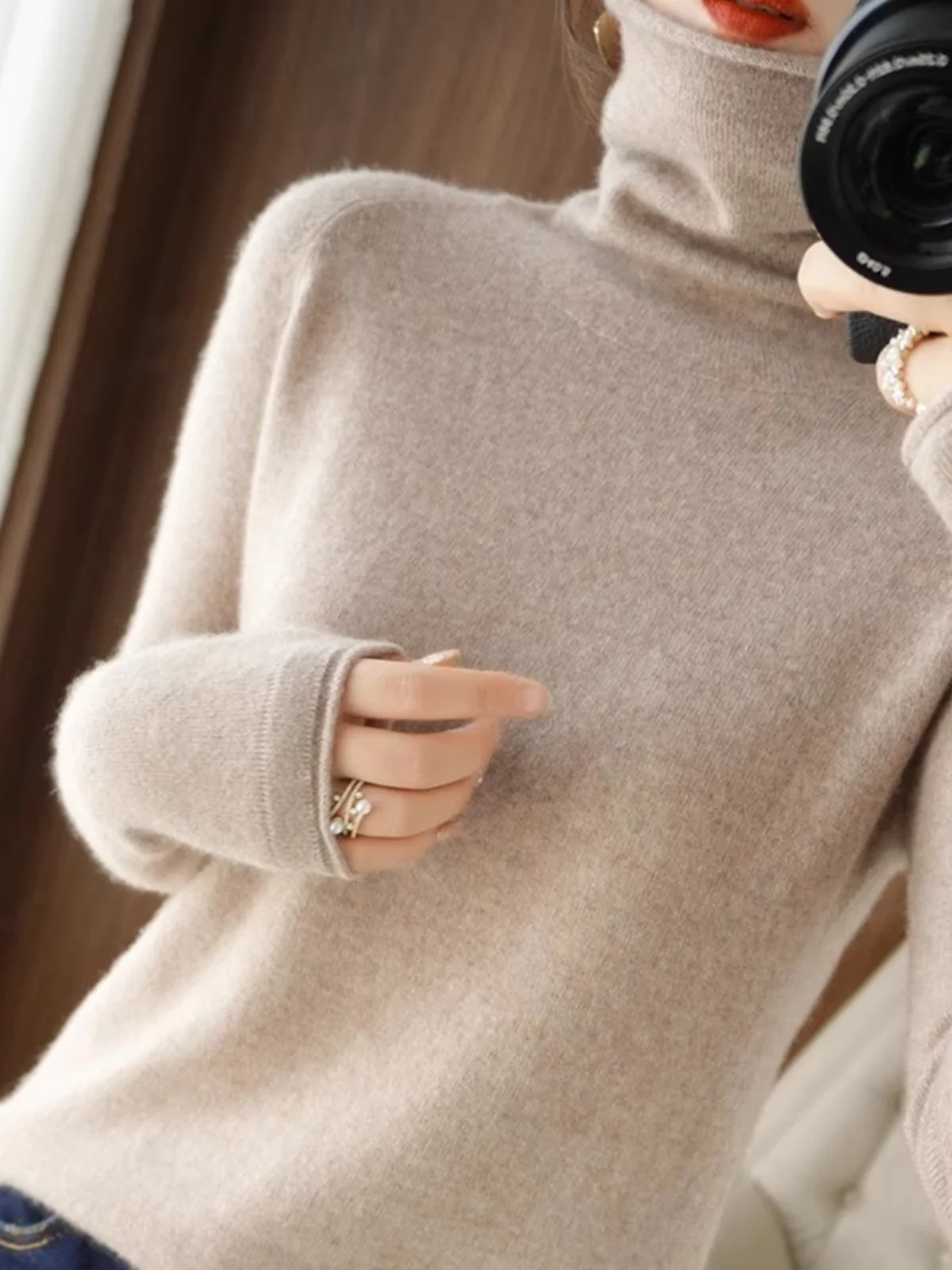 New Autumn Winter High Neck Knitted Wool Sweater Women's Overhead Loose Inner Cashmere Base Shirt Comfortable Knitwear