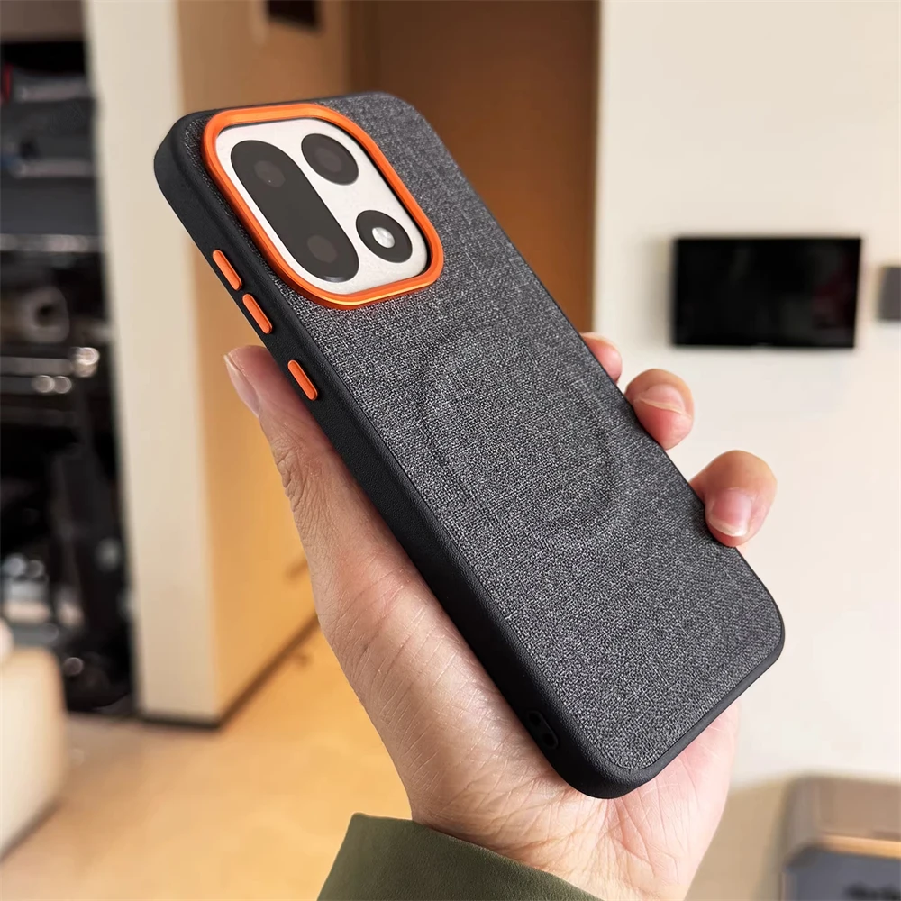 Luxuriöse Magnetische PU-Leder-Stofftextur-Schutzhülle für OnePlus 15 15R 13 13R 1+Turbo 6 6V Kabelloses Laden Stoßfeste Abdeckung