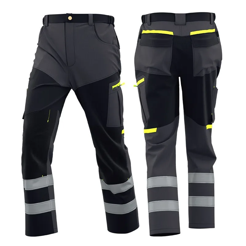 Spring Autumn Multi Pocket Work Pants Rip Resistant Durable Construction Factory Workshop Uniform Trousers