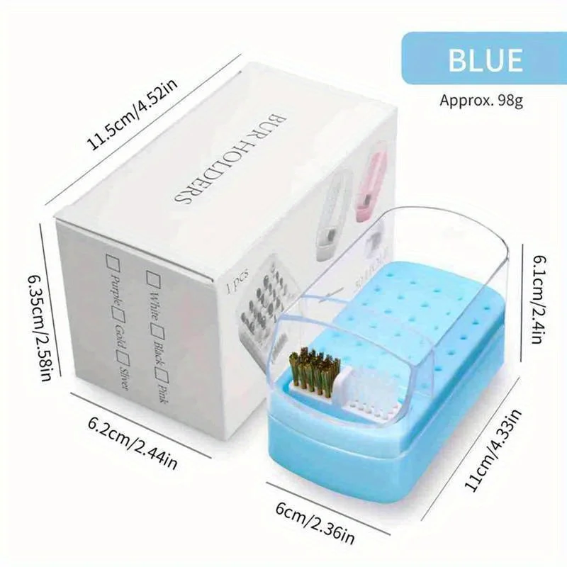 2 in 1 네일 드릴 비트 보관함 30구 클리닝 브러쉬 포함 매니큐어 살롱 그라인딩 헤드 홀더 디스플레이 네일 아트 액세서리
