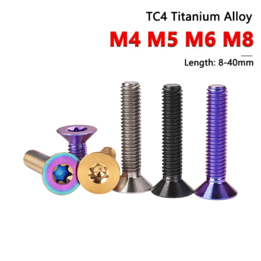 1pcs TC4 Titanium M4-M8 Torx Countersunk Bolt Motorcycle Oil Cup Cover Refit Screw 8-40mm Lightweight High Strength Fastener