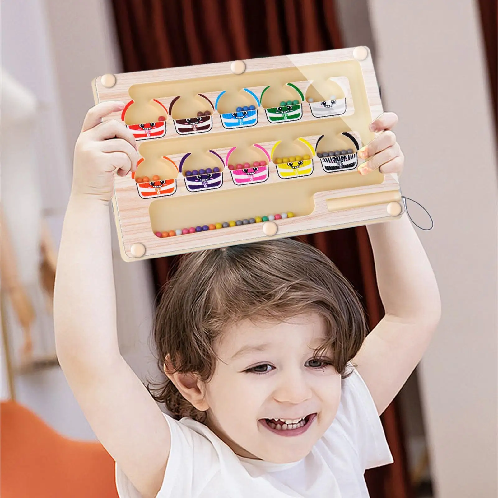 Laberinto magnético de clasificación de colores, juguetes de laberinto de números, rompecabezas de madera, tablero de actividades, juguetes de motricidad fina para niños pequeños, regalos de cumpleaños para niños y niñas