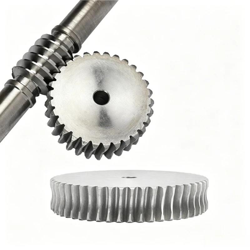 1 Set 1.5M 2M 45 # Steel Worm Gear with Rod 20 25 30 35 40 45 50 Teeth Large Transmission Ratio Reducer Tooth Thick 17mm 22mm