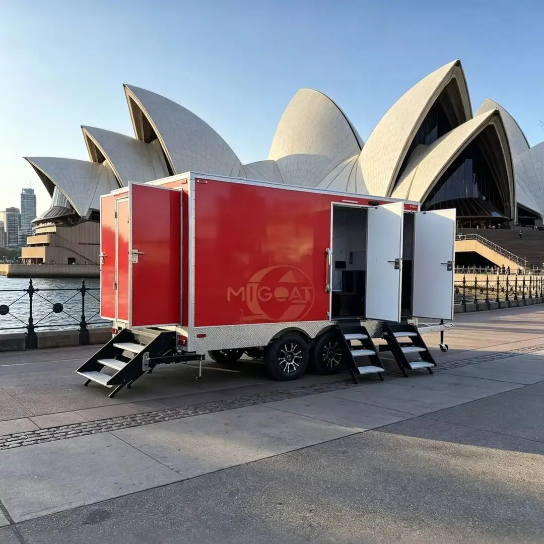 2-Room Red Luxury Portable Restroom Trailer Custom Logo Mobile Toilet for Wedding Construction Concert & Outdoor Rental