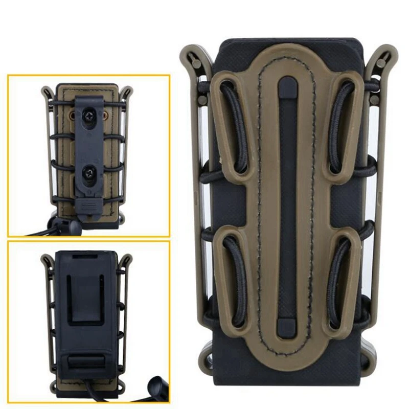 9mm Pistol Mag Carrier Holster Soft Shell Tactical Magazine Pouch Holder with Molle Clip and Belt Clip for for Airsoft Shooting