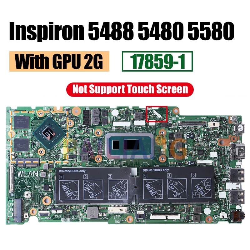 Imagem -04 - Placa-mãe Portátil Dell Inspiron 5488 5480 5580 178591 0j0xk8 i3 i5 i7 10th Gen Gpu 2g Testado Completo