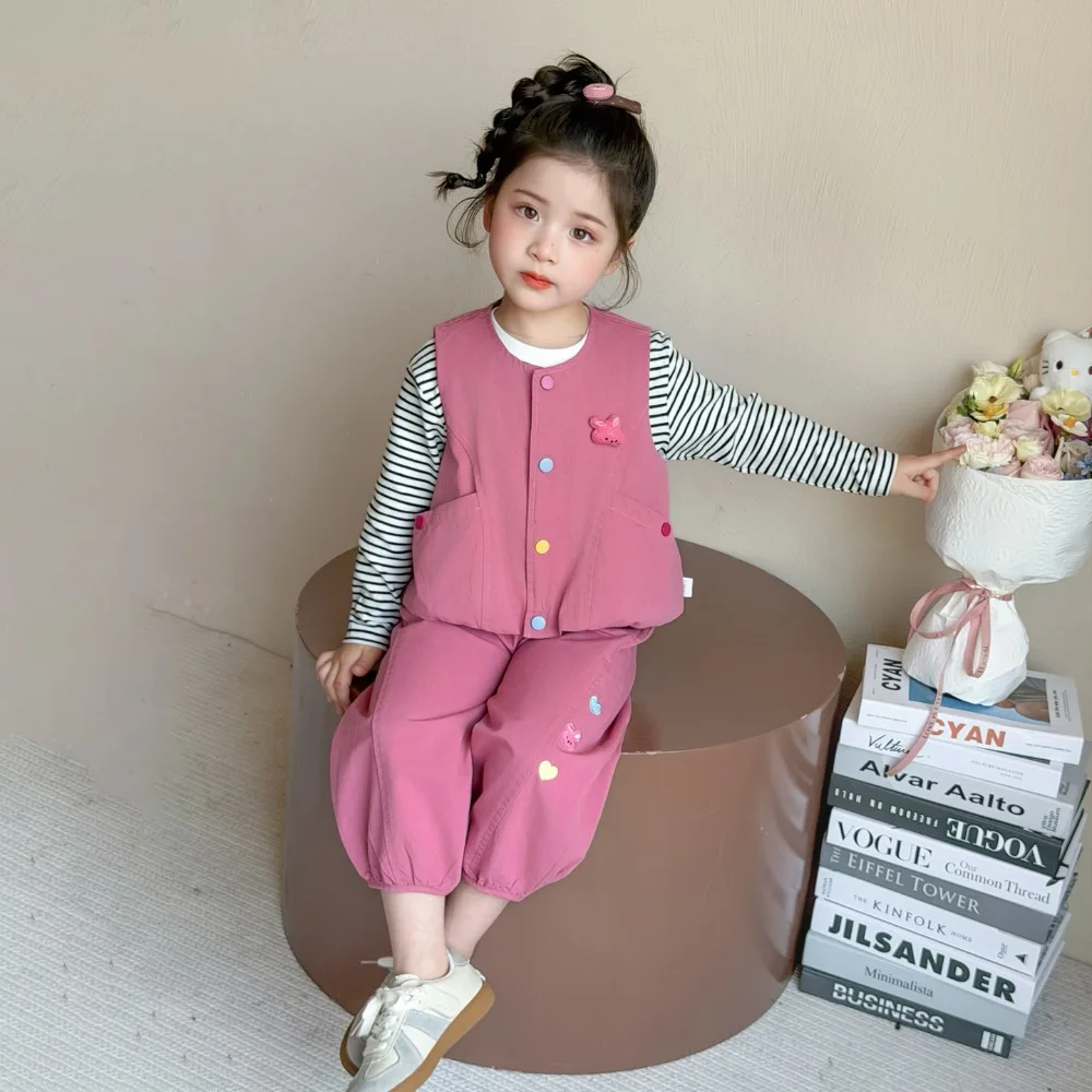 New Spring Autumn Girls 3‑Piece Outfit Set, Korean‑Style Casual Long Sleeve Clothing Toddler Girls Early Autumn Outdoor Wear
