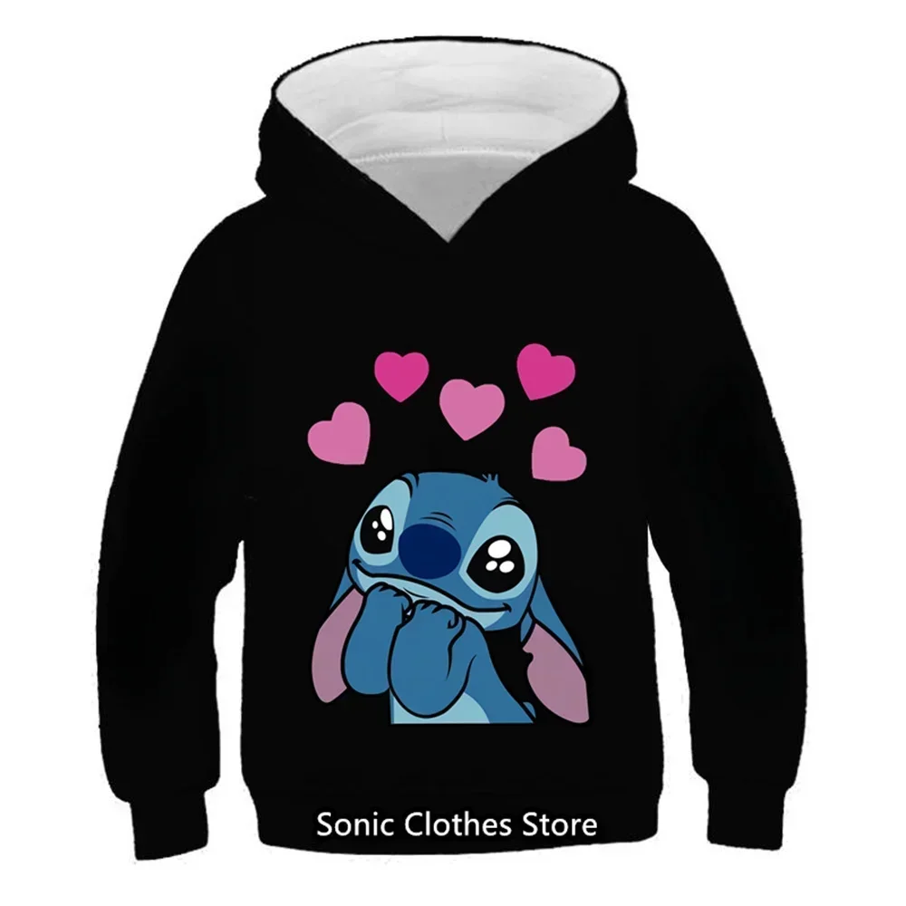 Dziewczęca bluza z kapturem Lilo i ściegiem dziecięca bluza z kapturem z napisem bawełniana bluza Kawaii Anime Manga Girls Boy Kids odzież codzienna