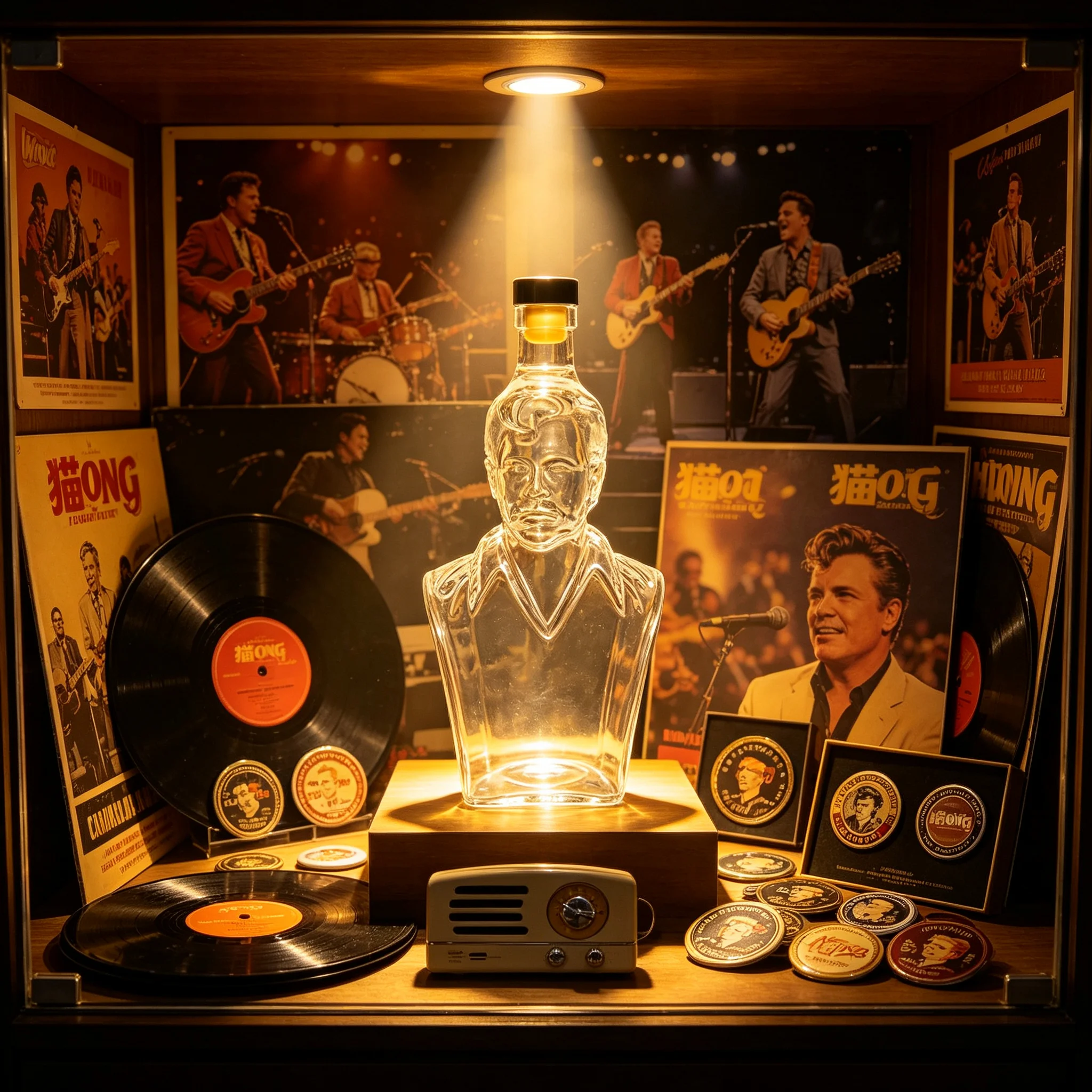 Elvis Presley Bust Glass Decanter Rock Star Liquor Bottle Home Bar Decor Fan Collectible Gift
