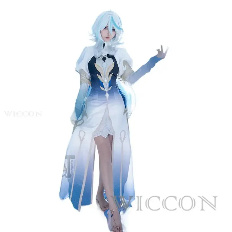 

2025 11, костюм Genshin Focalors Furina Goddesses, парик, платье, операционный драматический костюм, вечерние костюмы на Хэллоуин, женские нарядные платья для косплея