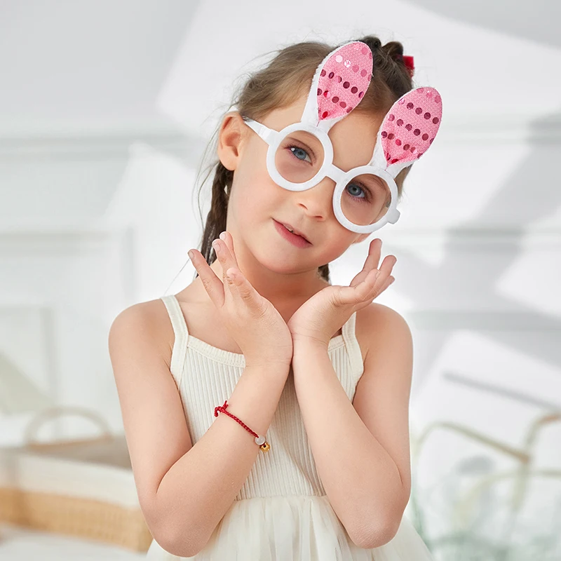 Opaska na głowę z króliczkiem wielkanocnym z okularami, śmieszne rekwizyty do fotobudki na przyjęcia dla dzieci, akcesoria do kostiumów wielkanocnych
