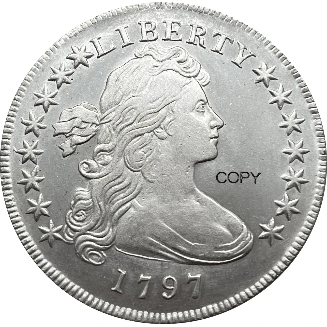 เหรียญ1797 1ดอลลาร์แรกๆแบบพับเก็บรูปปั้นนกอินทรีเล็กๆชุบเงินที่ระลึกเหรียญที่ระลึกเหรียญ Ww2เหรียญสะสม