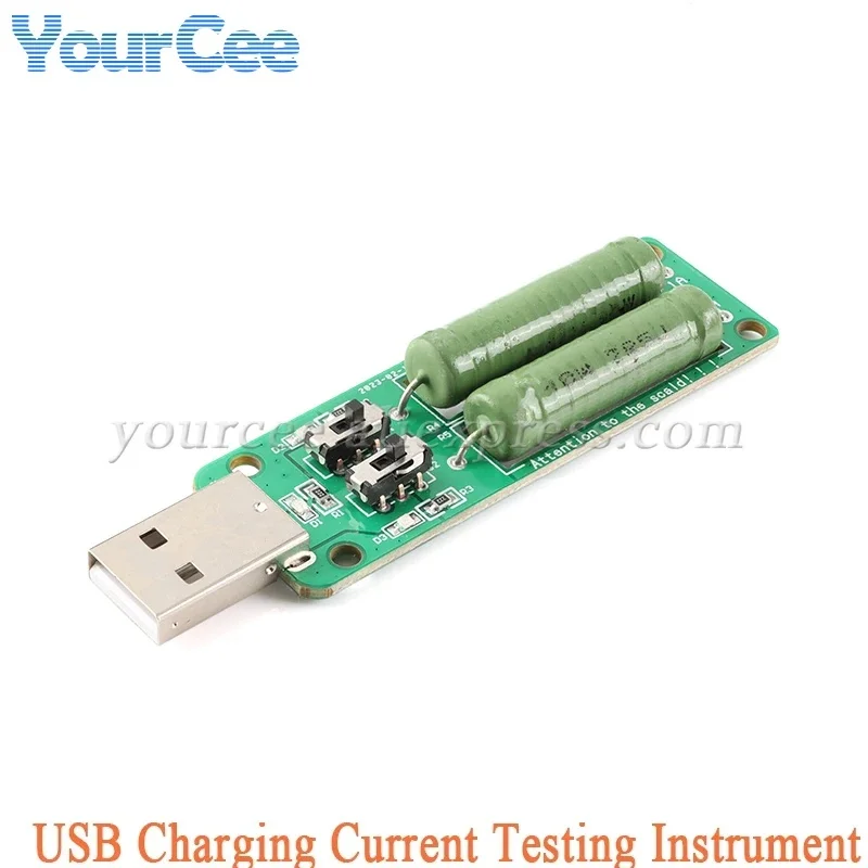 USB Resistor Electronic Load 2 Switch Adjustable Current 5V 1A/2A/3A Battery Capacity Voltage Discharge Resistance Tester