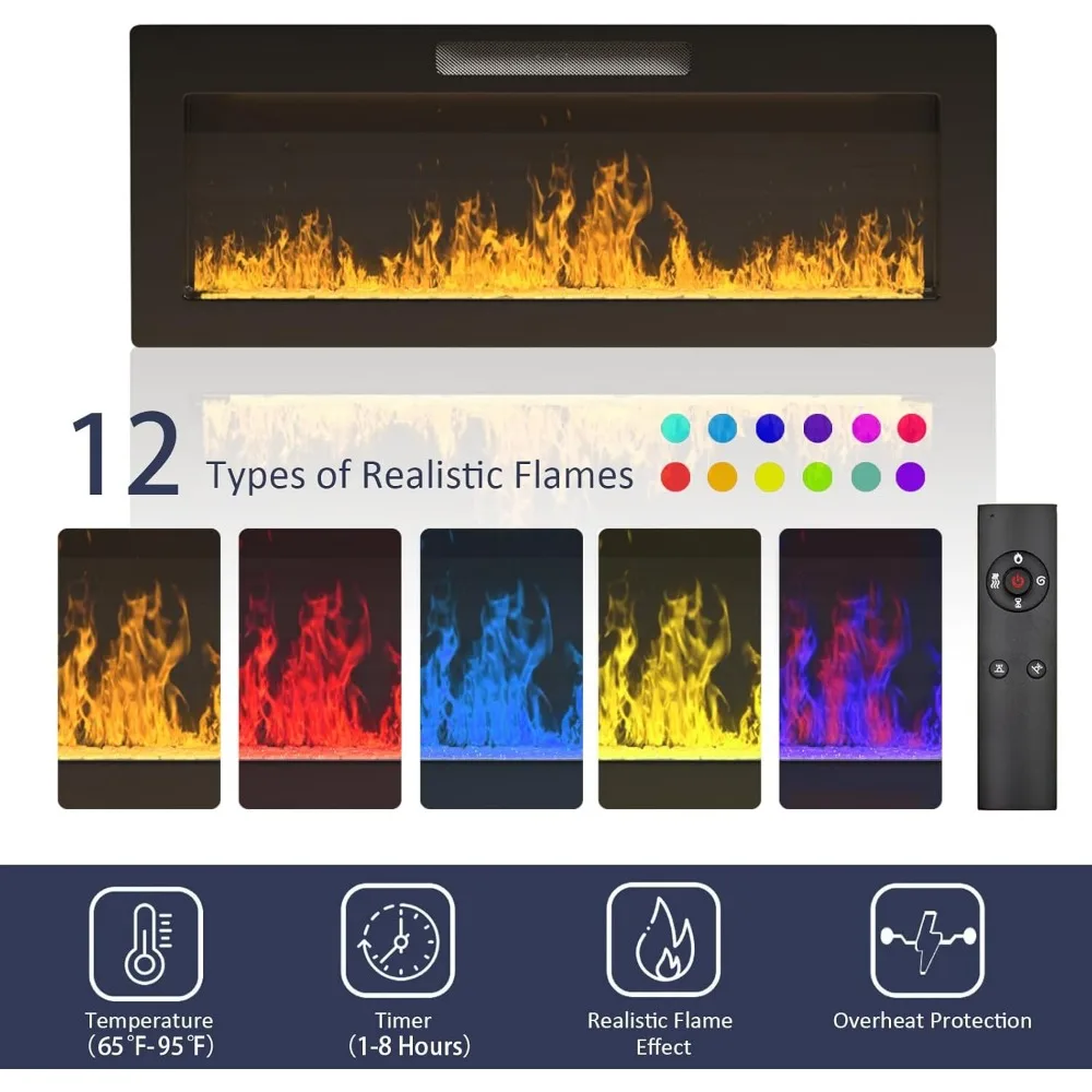 Suporte de TV com lareira elétrica de 70 polegadas para sala de estar - centro de entretenimento LED branco com inserção de lareira de 36 polegadas